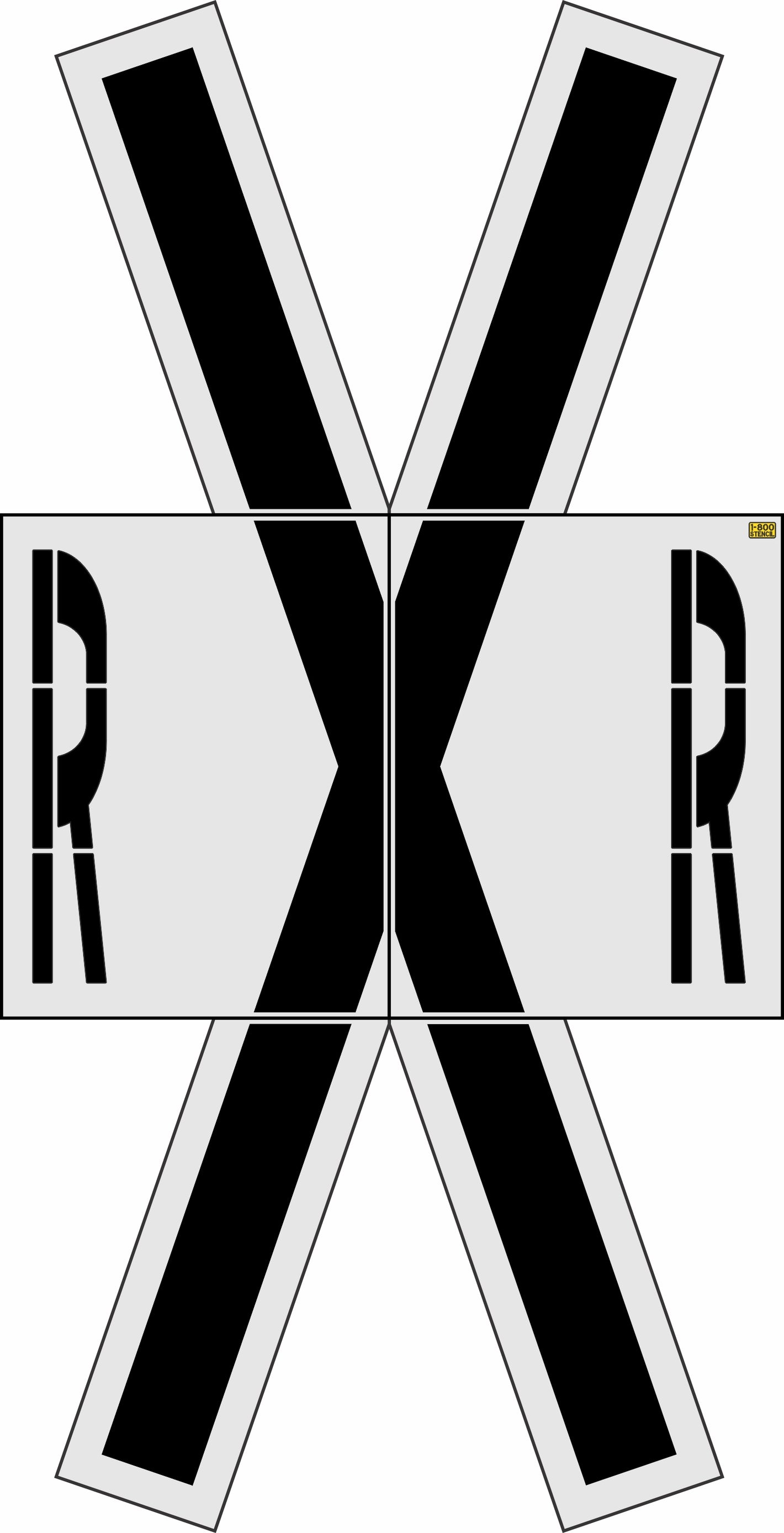 120" Vermont DOT Railroad Crossing Kit - High-quality stencil for pavement marking, durable and reusable