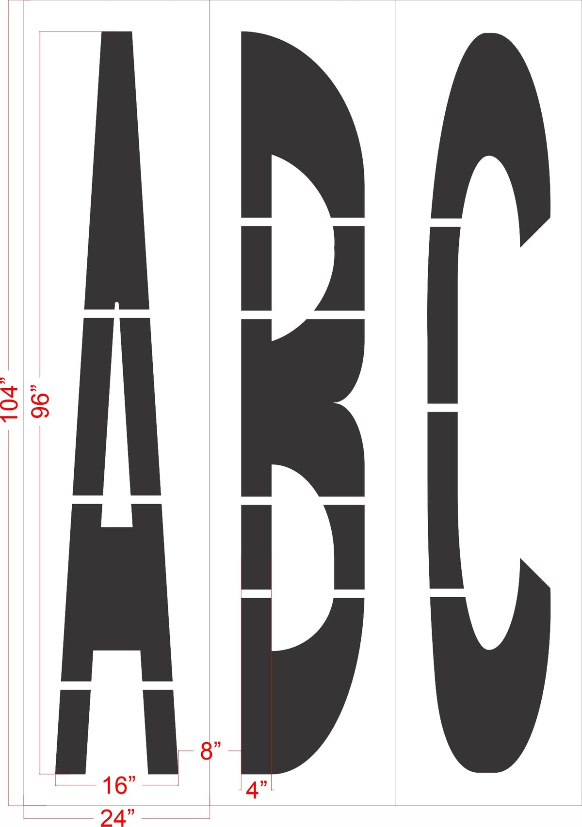 96" Washington DOT Alphabet Kit Stencil - High-quality stencil for pavement marking, durable and reusable