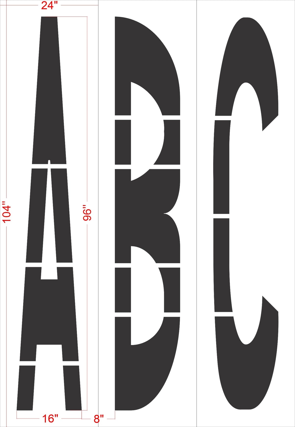 96" Wyoming DOT Alphabet Kit Stencil - High-quality stencil for pavement marking, durable and reusable
