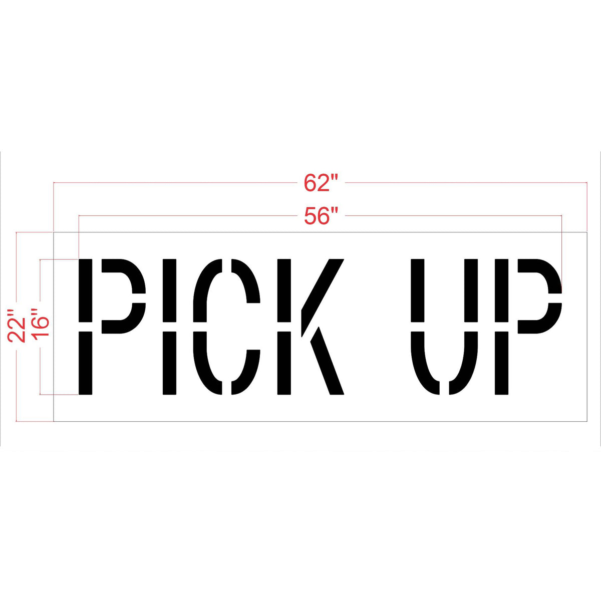 16 inch PICK UP stencil for curbside and parking lot pavement striping applications