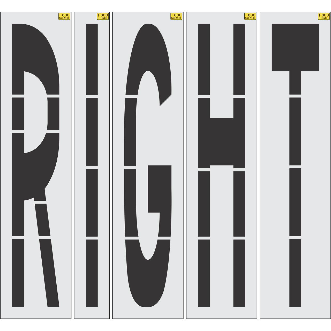 96 inch RIGHT stencil for large-format pavement and roadway directional striping applications