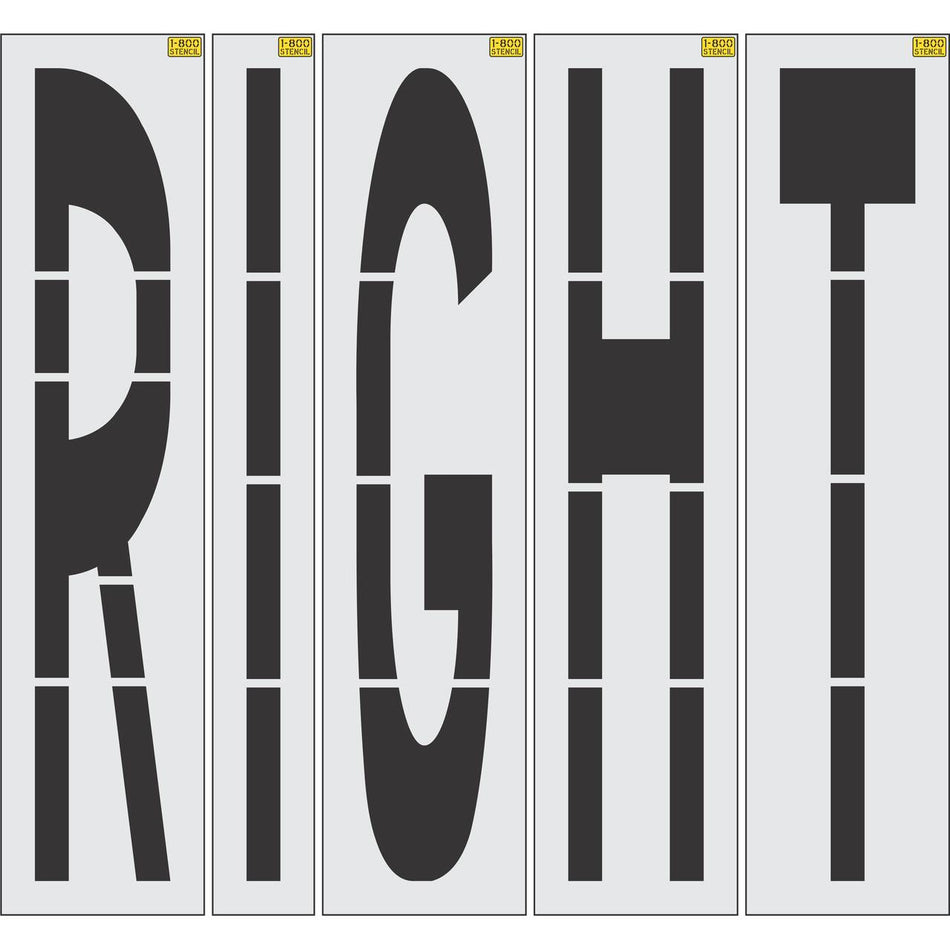 96 inch RIGHT stencil for large-format pavement and roadway directional striping applications