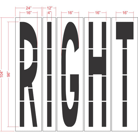 96 inch RIGHT stencil for large-format pavement and roadway directional striping applications