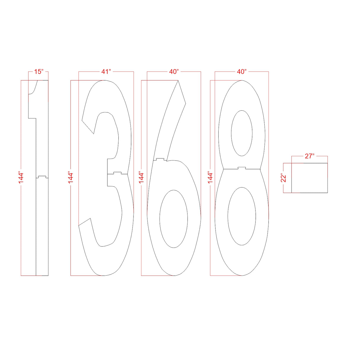 Dimension image of 1369- on a white background