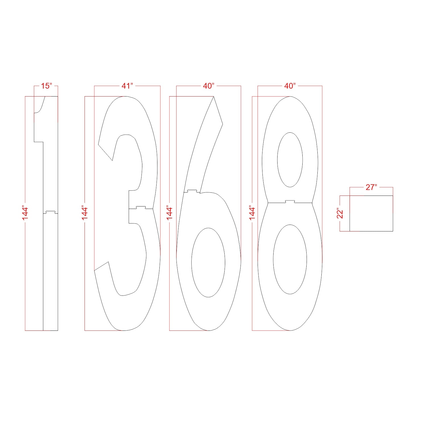 Dimension image of 1369- on a white background