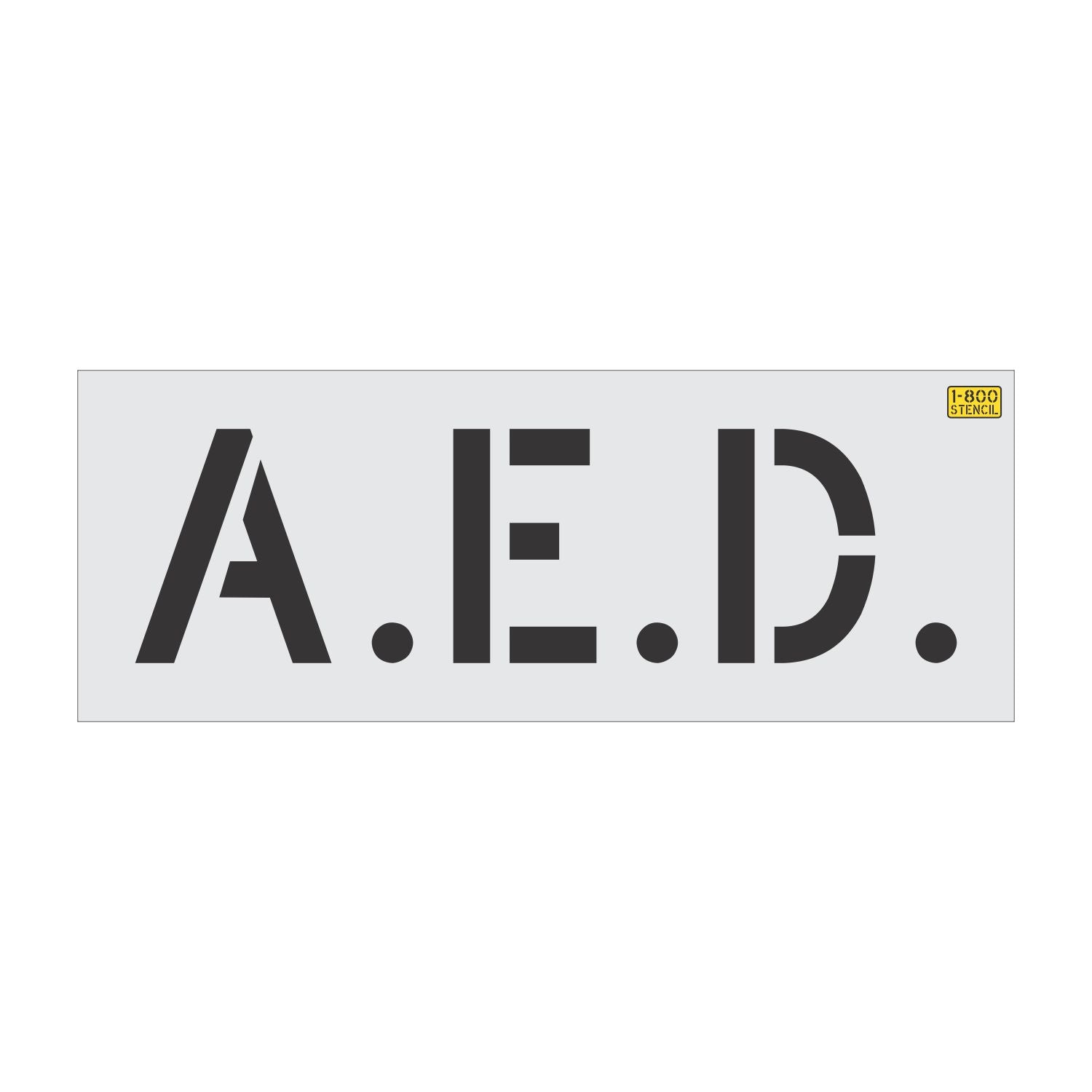 12 inch A.E.D. pavement marking stencil for emergency equipment and facility safety identification