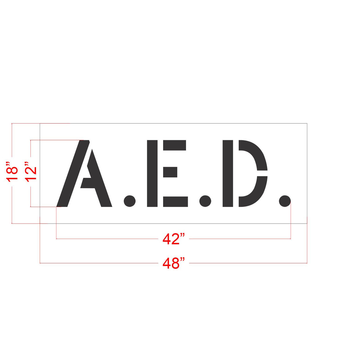 12 inch A.E.D. pavement marking stencil for emergency equipment and facility safety identification