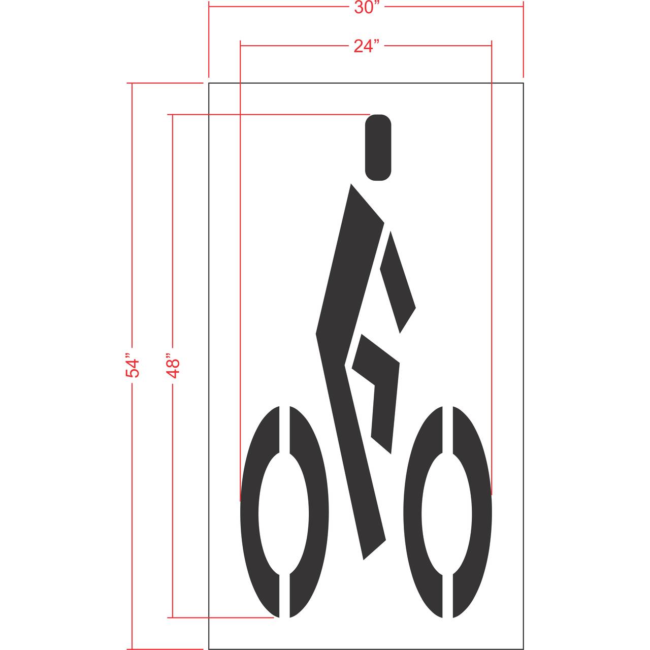 48 inch FHWA compliant bike rider stencil for roadway and bicycle lane pavement striping
