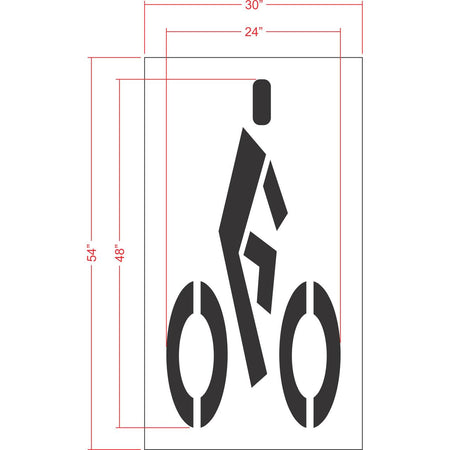 48 inch FHWA compliant bike rider stencil for roadway and bicycle lane pavement striping