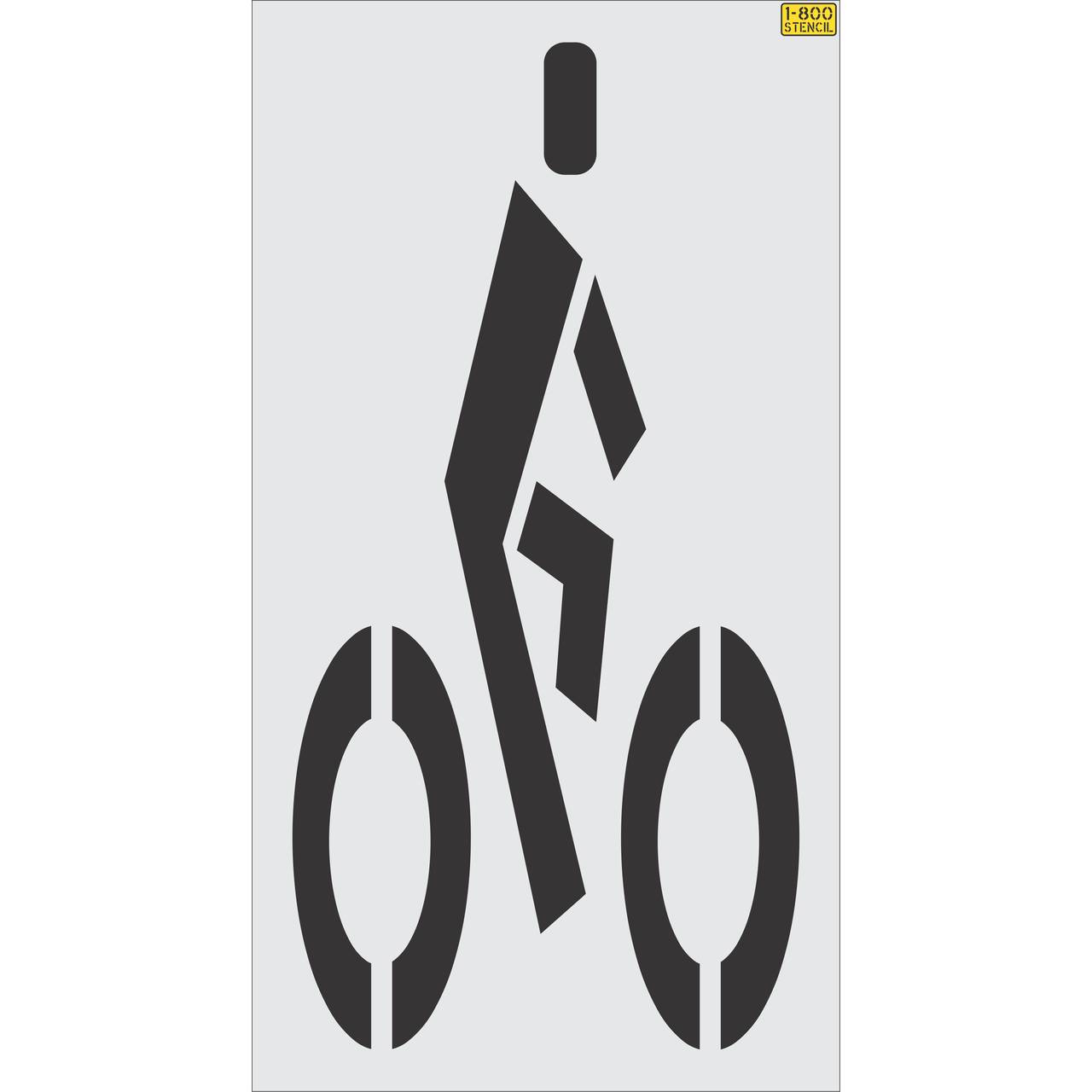 72 inch FHWA compliant bike rider stencil for roadway and bicycle lane pavement striping