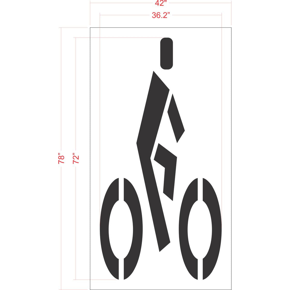 72 inch FHWA compliant bike rider stencil for roadway and bicycle lane pavement striping