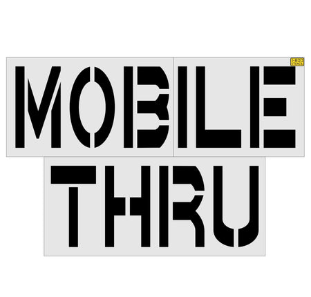 36" Chick-Fil-a MOBILE THRU Stacked Stencil - High-quality stencil for pavement marking, durable and reusable