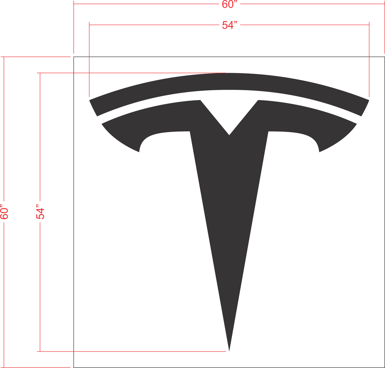 54" TESLA Logo Stencil