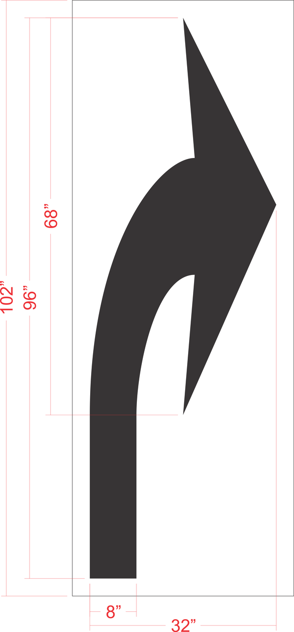 96" FHWA/DOT Elongated Turn Arrow Stencil