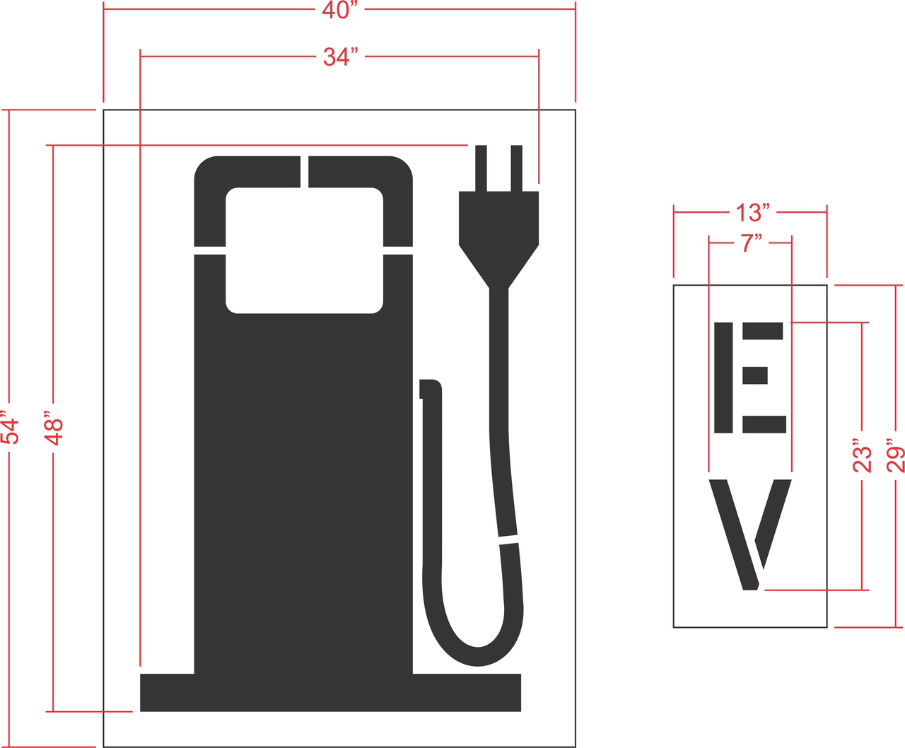 48" Electric Vehicle logo - gas pump style Stencil