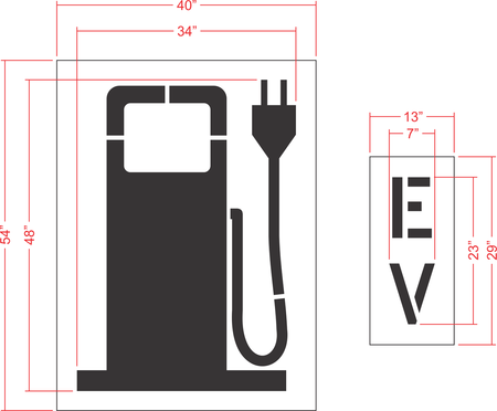 48" Electric Vehicle logo - gas pump style Stencil