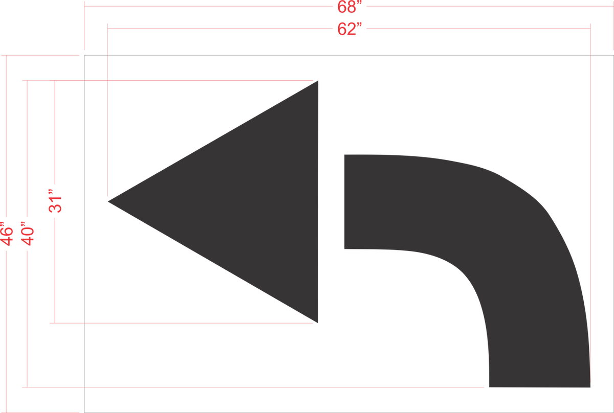 62" TURN ARROW Stencil